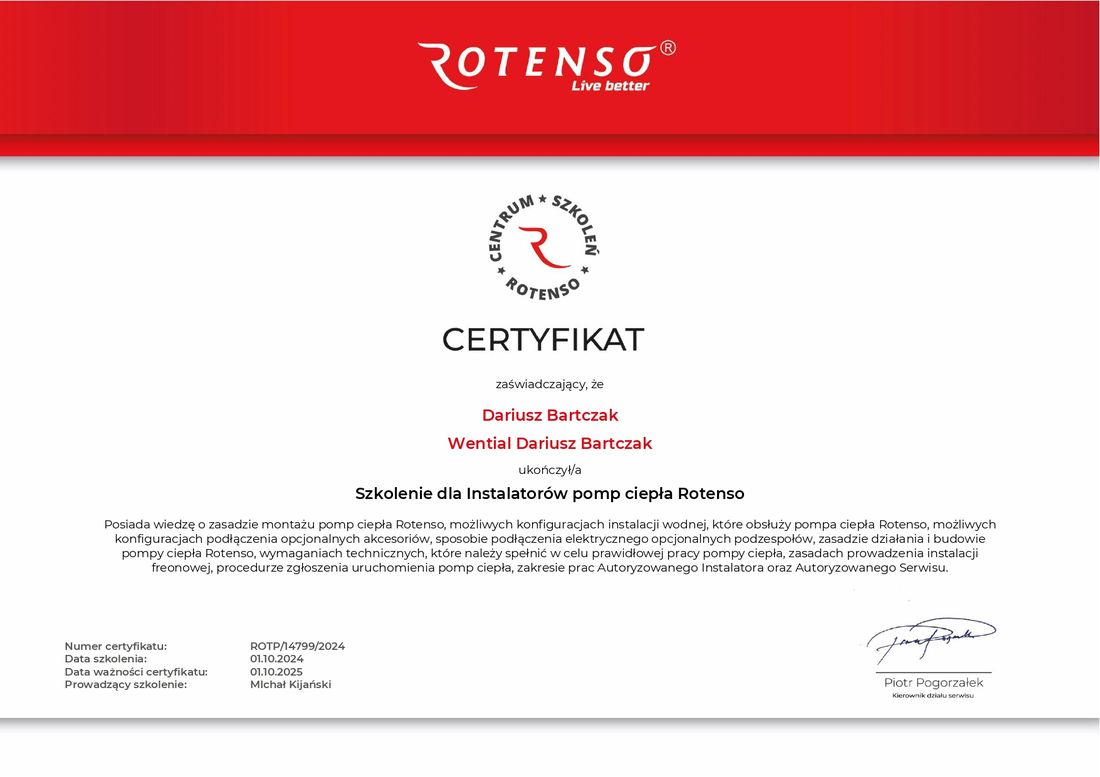 Certyfikat Rotenso